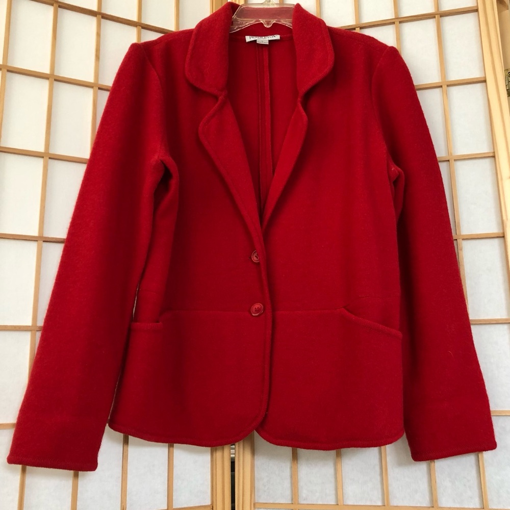 Pendleton Womens L Petite Lambs Wool Cardigan Blazer Jacket Classic Tailored